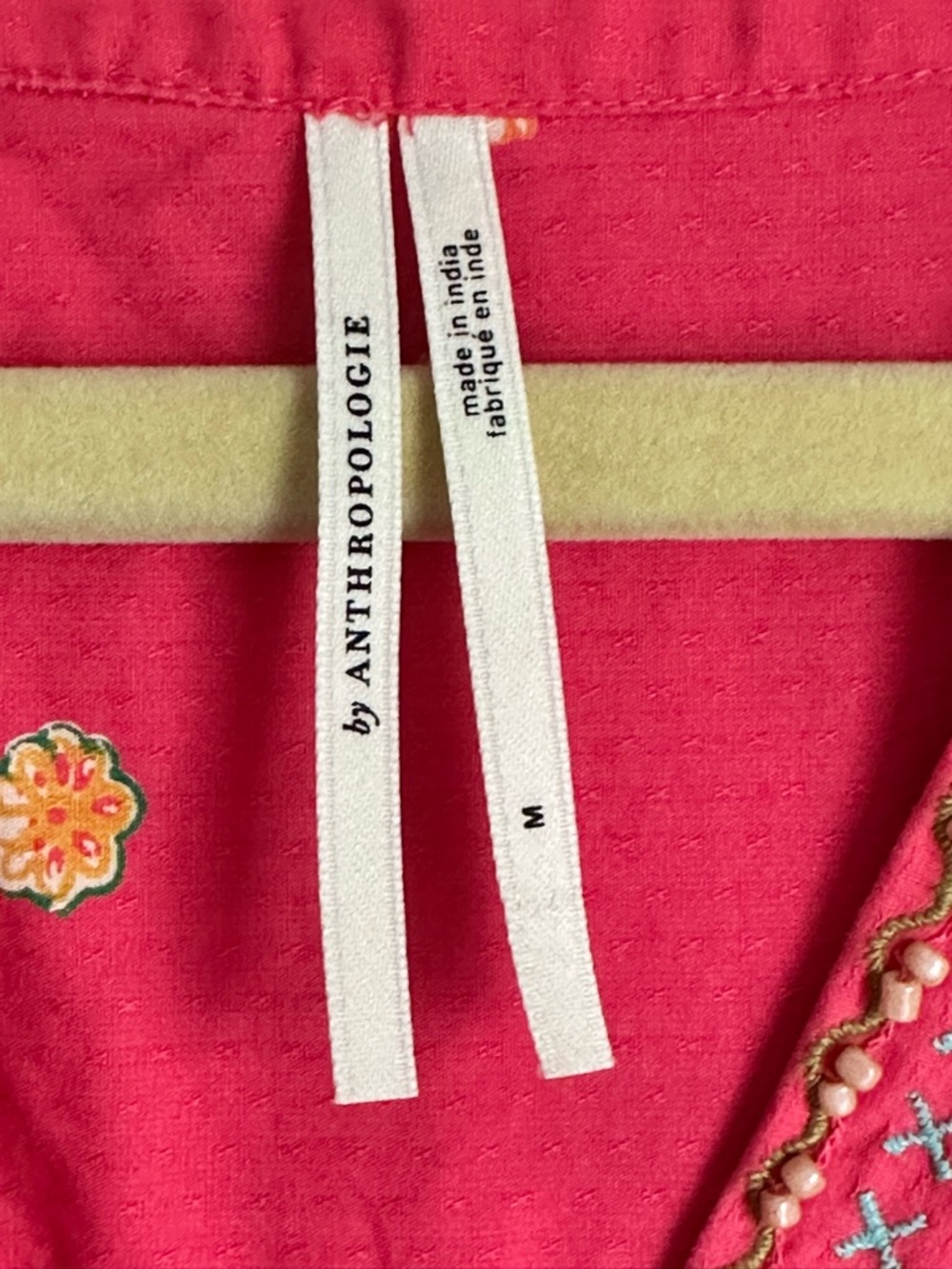 Anthropologie Raquel Beaded + Embroidered Wrap Style Mini Dress in Pink, Size M - Picture 3 of 13